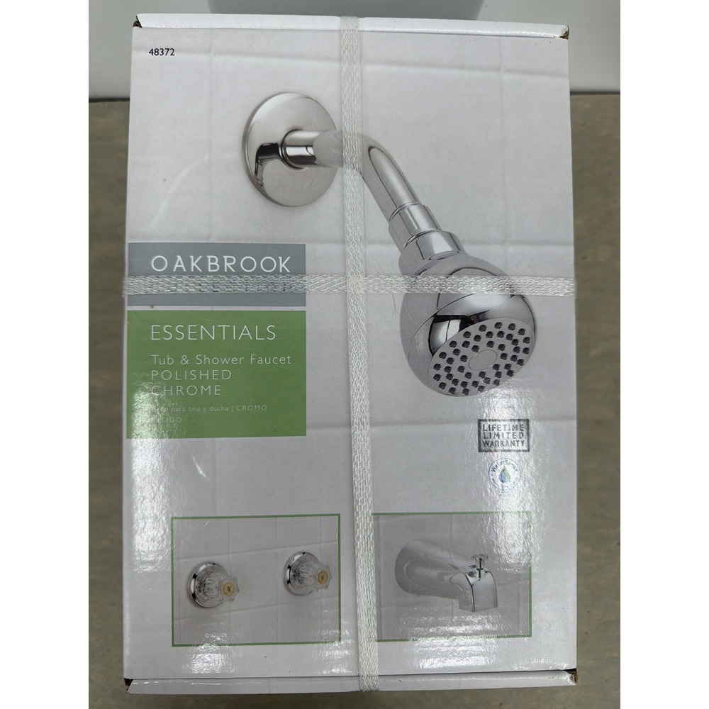 Oakbrook Essentials Tub and Shower Faucet Polished Chrome 2-Handle‎ 48372 NEW